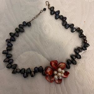 Handmade flower pearl choker stones